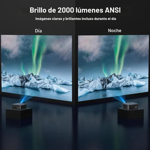 Vista 3 de HAPPRUN Proyector al Aire Libre de 2500 Lumens ANSI con Aplicaciones de Transmisión Integradas, Resolución de Decodificación 4K, Audio Dolby, WiFi 6