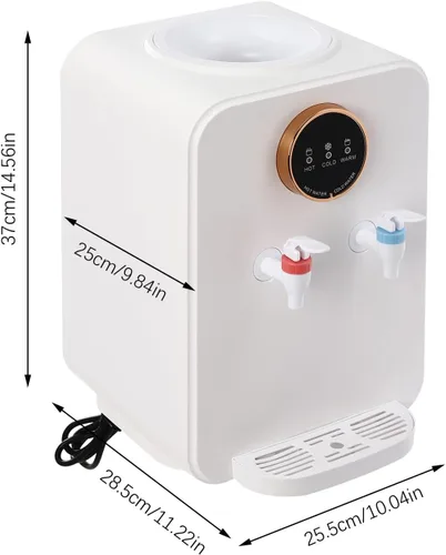 Vista 5 de Dispensador de agua de encimera de carga superior de 110 V, mini enfriador de agua con agua caliente, fría y a temperatura ambiente, dispensador