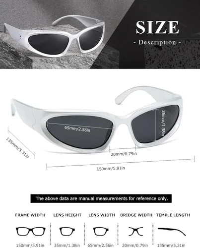 Vista 4 de kimorn Y2K K1273 - Lentes de sol polarizados envolventes para mujeres y hombres Swift Oval Fashion Sport Shades