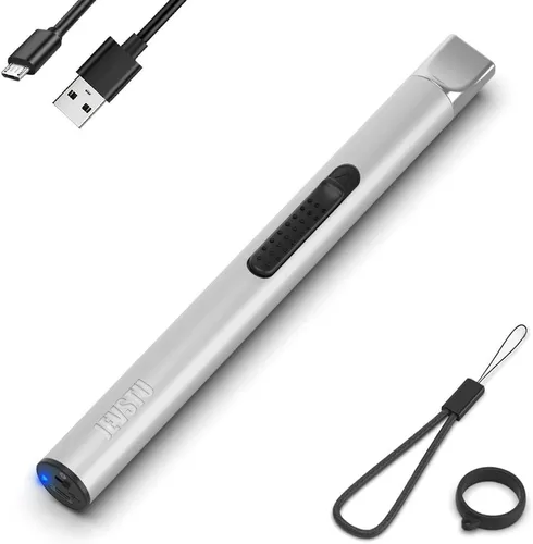 Vista 9 de Encendedor de velas, eléctrico recargable con arco USB, resistente al viento, sin llama, encendedor de plasma de palo largo con cuerda y anillo, sin