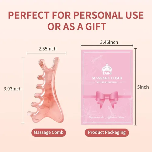 Vista 7 de TAIHI Gua Sha - Peine de masaje, masajeador de cuero cabelludo 4 en 1, herramienta facial para cuello, cuerpo, drenaje linfático, alivio de tensión