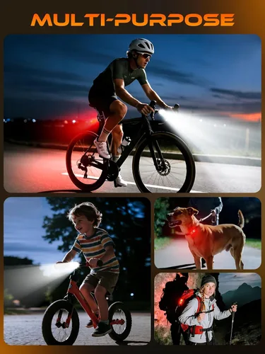 Vista 7 de ISEYOU Bike Lights, Ultra-Slim USB-C Rechargeable Bike Lights Front and Back, 5+6 Lighting Modes & IP65 Waterproof, Super Bright Bicycle Light Set