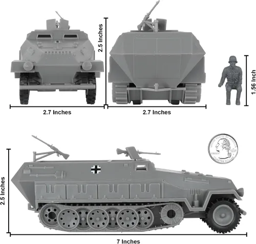 Vista 2 de BMC CTS WW2 German Hanomag Halftrack - 5 piezas de plástico gris ejército hombres vehículo blindado