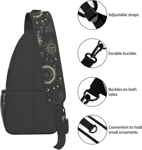 Vista 4 de PETTDY Bolso bandolera para hombres y mujeres, mochila de hombro, bolsas de pecho, mochila cruzada para senderismo, camping, viajes al aire libre