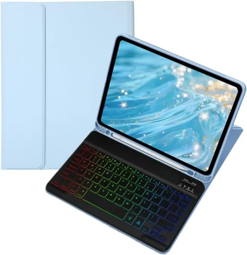 Vista 11 de kaidisen Funda con teclado retroiluminado colorido para Galaxy Tab S6 Lite de 10.4 pulgadas con teclado magnético desmontable Bluetooth RGB