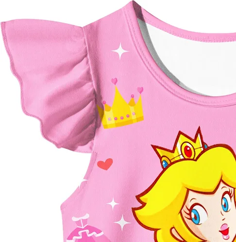 Vista 5 de FLUTTERII Disfraz de princesa para niñas, vestido casual de dibujos animados, disfraz para niños