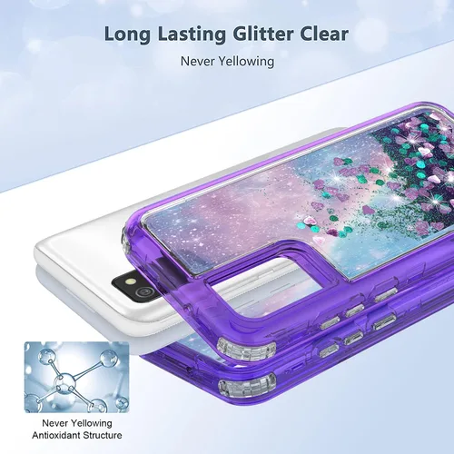 Vista 3 de Hybird 3 en 1 compatible con Samsung Galaxy A52, diseño gráfico degradado de arena movediza líquida flotante funda protectora para Samsung Galaxy