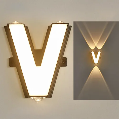 Vista 15 de Aplique de pared con letras para exteriores, aplique de pared LED, blanco cálido, impermeable, iluminación exterior para decoración de casa Letra A