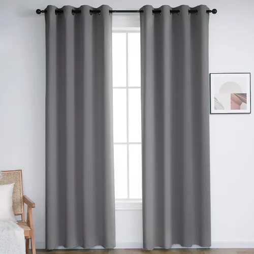 Vista 33 de INLINAS Cortinas opacas para dormitorio, aislamiento térmico, reducción de ruido, juego de 2 paneles de ahorro de energía, beige, 42 pulgadas