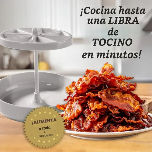 Vista 4 de Bacon Wizard - Cocina para microondas y tocino – Cocina hasta 1 libra de tiras a la vez – Crujiente y uniformemente cocinado en minutos – Bandeja