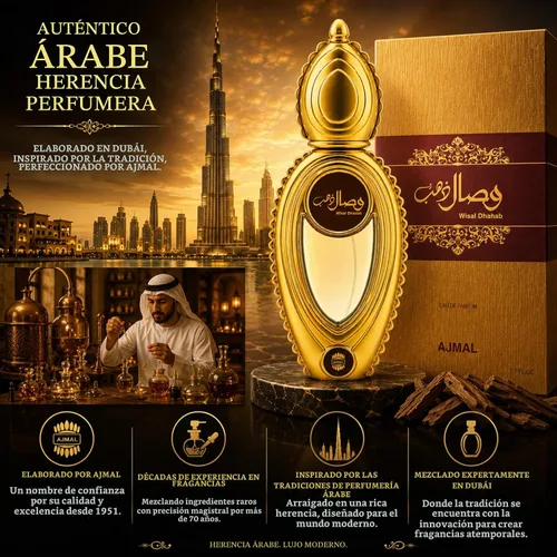 Vista 4 de Ajmal Wisal Dhahab Eau de Parfum Unisex, 1.7 oz - Aroma a madera afrutada