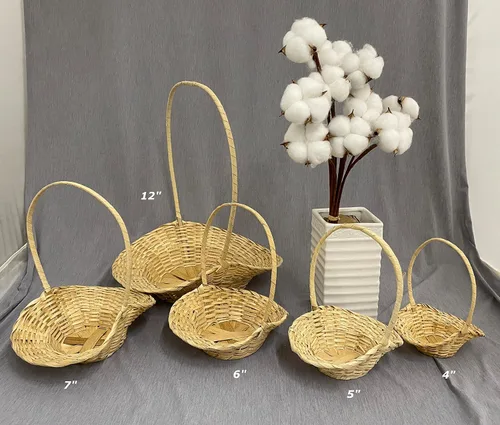 Vista 2 de CalCastle Craft Cestas de bambú con asa, cestas de regalo, cestas tejidas para pan, cestas para servir alimentos, material de bambú natural