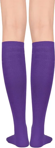 Vista 3 de Calcetines deportivos hasta la rodilla para mujer, para deportes al aire libre, medias altas hasta el muslo, calcetines casuales a rayas