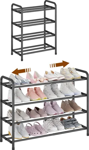 Vista 12 de KANAV Zapatero expandible de 2 niveles, organizador de zapatos ajustable y almacenamiento para armario, zapatero pequeño que ahorra espacio