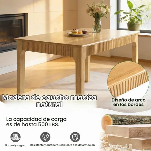 Vista 5 de Mesa de comedor de madera maciza de 31.5", mesa de madera real rectangular