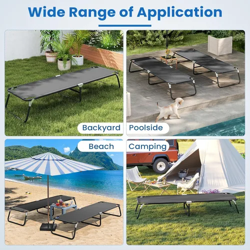 Vista 7 de GYMAX Catre de camping plegable, portátil, ultraligero y compacto, para adultos con tela Oxford, para viajes al aire libre, mochileros, senderismo