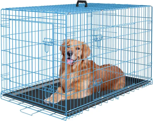 Vista 11 de PayLessHere Jaula para Perros de 46 cm para Perros Pequeños, Jaula de Metal de Puerta Única Plegable para Viajes, Interior y Exterior, con Divisores