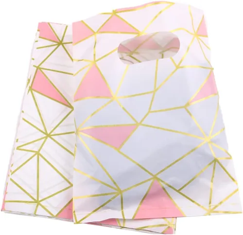 Vista 12 de Joyhey 100 bolsas de plástico de 5.8 x 7.8 pulgadas, bolsas de boutique con asas troqueladas, color negro, gracias
