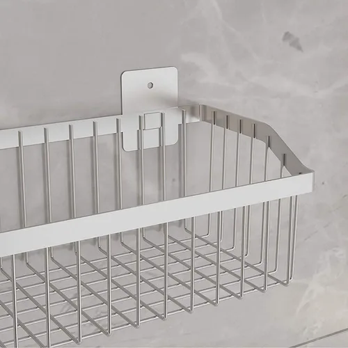 Vista 7 de Cestas de alambre de metal de acero inoxidable montadas en la pared para organización y almacenamiento de cocina, cesta de frutas colgante