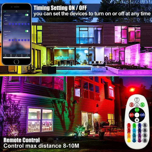 Vista 3 de Luz de arandela de pared RGB de 50 W, barra de luz RGB LED, luces de pared inteligentes con control remoto, impermeable, IP66 regulable, barra