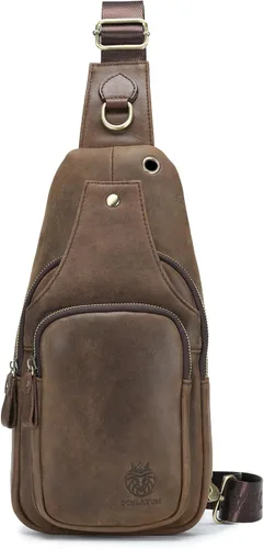 Vista 46 de LUKZIJAES Bolso bandolera de cuero genuino para hombre