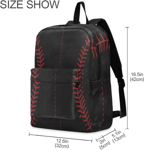 Vista 2 de Mochila para computadora de poliéster divertido para niños, niñas, mochila grande para negocios, deportes, viajes, escuela, libros, Béisbol