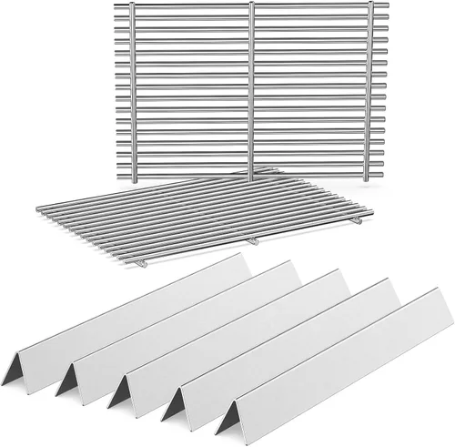 Vista 13 de QuliMetal 44.5 cm SUS304 Barras Aromatizadoras y Deflectores de Calor para Parrillas Weber Genesis 300 Series, Compatibles con Genesis E310 E320
