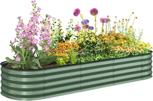 Vista 20 de Outsunny Kit de cama de jardín elevada galvanizada con barras de refuerzo, maceta de metal grande y alta para verduras, flores y hierbas, 6 x 3 x 2