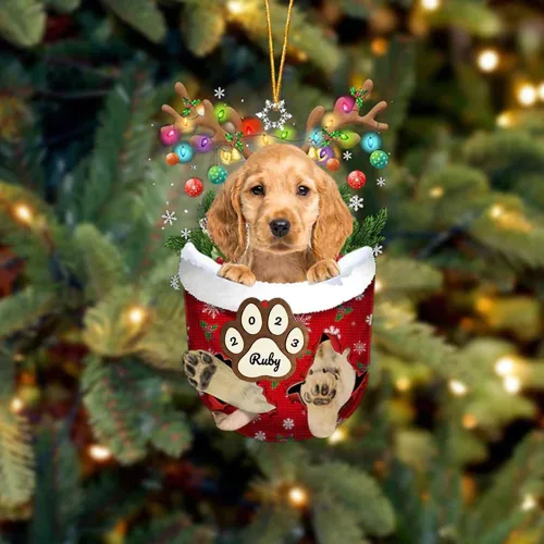 Vista 173 de Adornos personalizados de Pug cervatillo – Decoración personalizada para árbol de Navidad con patas de bolsillo de nieve