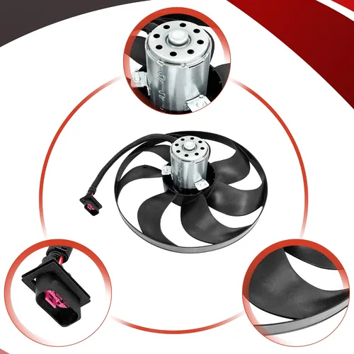 Vista 2 de PartsFlow Ventilador de enfriamiento del radiador izquierdo para Audi TT/TT Quattro 2000-2006 para Volkswagen Golf 1999-2006 para Volkswagen Jetta