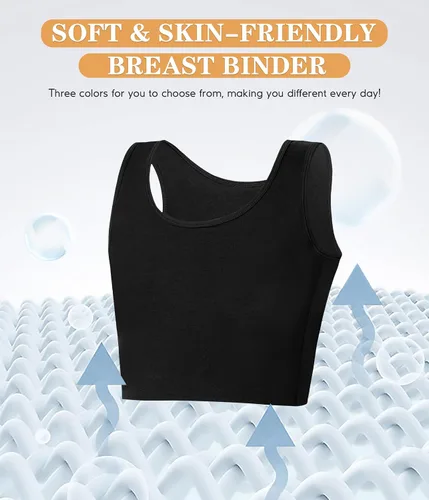 Vista 3 de Carpeta de pecho para mujeres transgénero Tomboy Binder Trans sin botones elásticos sujetadores de pecho