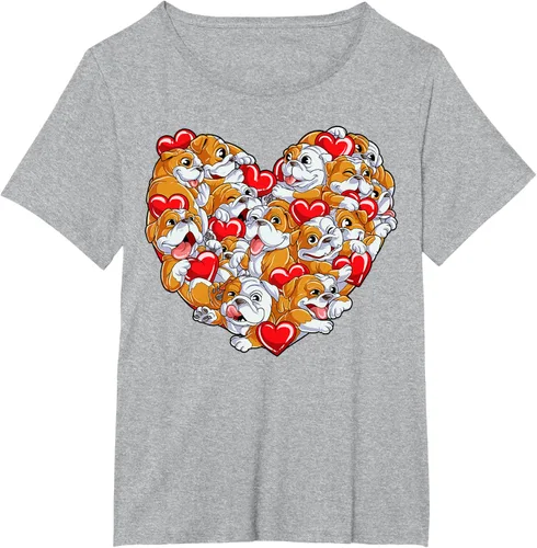 Vista 48 de Camiseta inglesa para el día de San Valentín con diseño de corazón y perro amante de los niños Negro