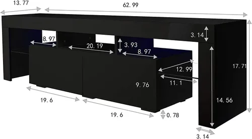 Vista 2 de Soporte de TV Centro de entretenimiento con 20 efectos de color LED, consola de sala de estar, gabinete de almacenamiento, soportes de televisión