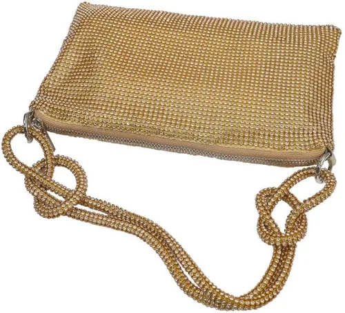 Vista 3 de UMREN Bolsos Hobo con diamantes de imitación para mujer, elegante bolso de noche de cristal brillante para fiesta, club, boda