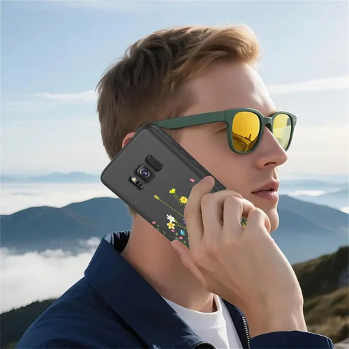 Vista 4 de Funda para Galaxy S8, Samsung S8, floral, suave al tacto, silicona líquida, forro esponjoso, carga inalámbrica, funda protectora para Samsung Galaxy