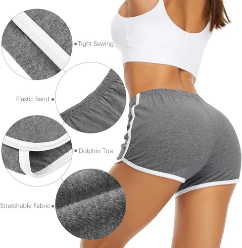 Vista 3 de URATOT Cotton Sports Shorts Women Summer Breathable Pants Dolphin Workout Shorts for Yoga Cycling Hiking, Pack of 7
