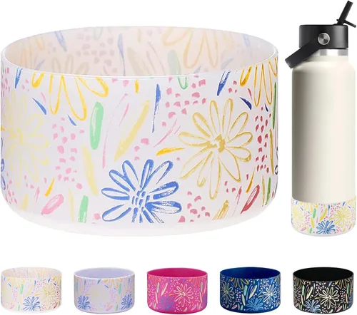 Vista 30 de WK IEASON Base protectora de silicona para botellas Hydro Flask de 12 a 24 onzas de ancho y boca estándar, funda antideslizante para accesorios de 2