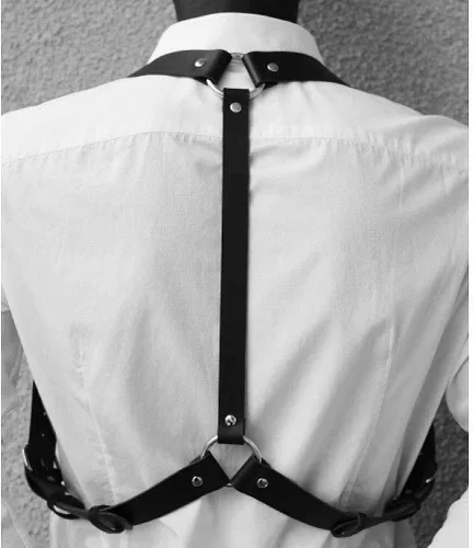 Vista 3 de ALLOVME Men Body Chest Belt for Men Adjustable Leather Belts with Buckles Rave Costume Sexy Punk Chest Belt Clubwear Costume
