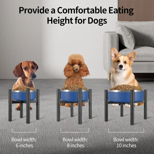 Vista 3 de PROERR Soporte Individual para Cuenco de Perro Elevado de 8" de Alto - Sin Cuencos, Mesa de Comida para Mascotas Elevada Ajustable de Ancho 6-10