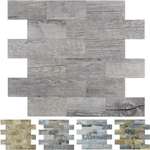 Vista 10 de Art3d Panel de pared de 5 hojas (paquete de 5) de madera rústica, madera de baywood rústica