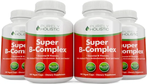 Vista 5 de Complejo de vitamina B – 8 vitaminas del complejo súper B con colina e inositol, vitaminas B1, B2, B3, B5, B6, B8, B9 y B12 – Complejo B100 – 180