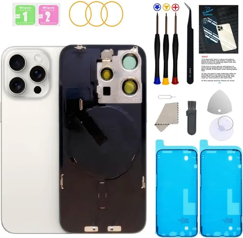 Vista 44 de Reemplazo de cristal trasero para iPhone 15Pro Max con herramientas Repir Big Hole OEM Rear Cover Glass Pre-Installed Internal Parts Easier