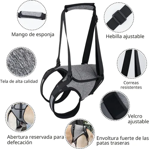 Vista 3 de Dotoner Arnés para perros grandes, soporte para las patas traseras para ayudar a rehabilitar las extremidades traseras de perros ancianos con patas