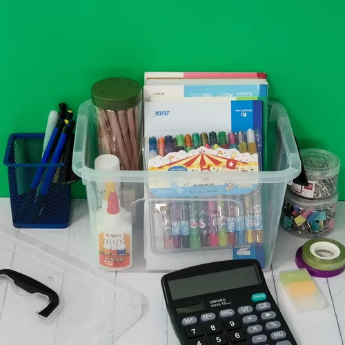 Vista 6 de Paquete de 6 contenedores de almacenamiento de plástico de 5 litros con tapa, cajas transparentes con tapa Contenedor de clip apilable, pestillo