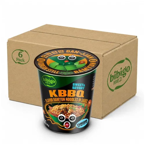 Vista 2 de Bibigo Ramyun Ramen Fideos, Kimchi picante, 3.45 onzas (paquete de 6)