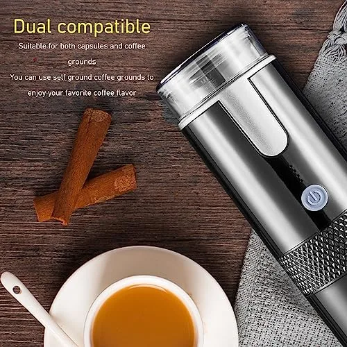 Vista 7 de VGEBY Cafetera portátil, mini cafetera de mano inalámbrica tipo C recargable con batería de 1200 mAh para viajes y campamento
