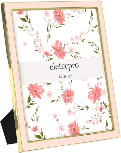 Vista 15 de eletecpro 4x6 Enamel Picture Frame with Real Glass Cover, Pink, 1-Pack Rosa con oro