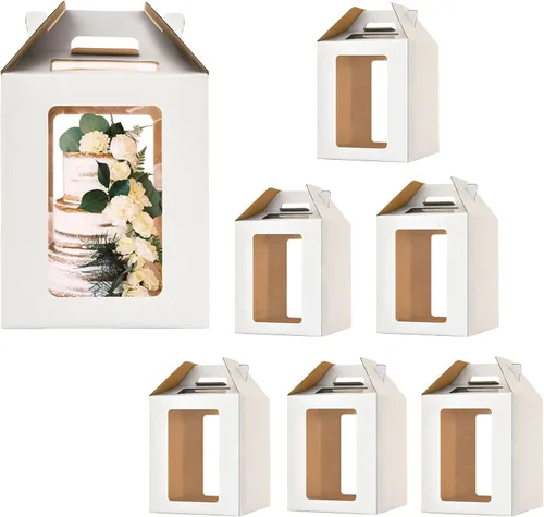Vista 9 de Cajas Altas para Pasteles de Niveles, 10x10x12 y 12x12x14 Cajas para Pasteles de Niveles con Ventana, Portador de Pasteles Altos de 8in 10in 12in