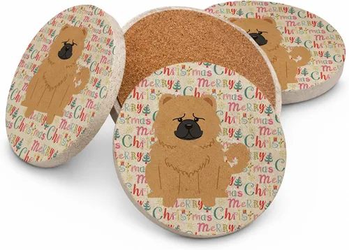 Vista 193 de Abyssinian Sand Terrier Merry Christmas - Posavasos grandes de piedra arenisca (4 unidades)