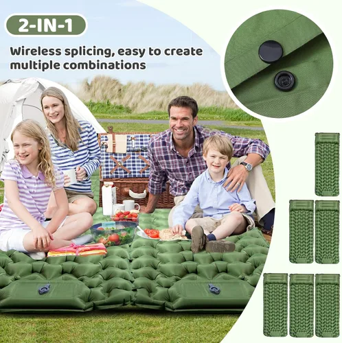 Vista 4 de Colchoneta de dormir para camping, ultraligero (1.9 libras) inflable con almohada integrada y bomba de pie, almohadilla de aire compacta de 4
